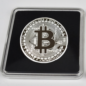Bitcoin BTC Sammelmünze Silber in Acryl-Etui 40mm