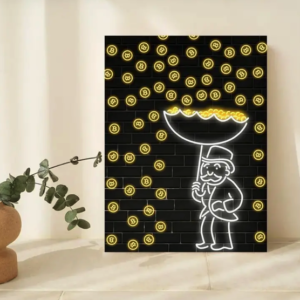 Bitcoin Millionaire Rain – 40cm x 60cm  Plakat, Gemälde, Wanddekoration, Dekoratives Leinwandgemälde, Geschenk Für Freund Und Familie, Wohnzimmer, Schlafzimmer, Küche und Büro, Ohne Rahmen