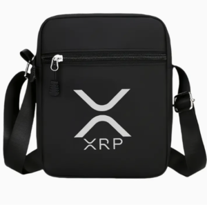 Trendige Umhängetasche schwarz mit XRP Logo 15x20cm Geschenkidee, Tasche