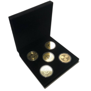 CRYPTO COIN ETUI „CLASSIC“ | 5x Krypto-Münze im edlen Etui | Münz-Sammelbox | Collectables