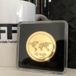 Ripple XRP Sammelmünze Gold in Acryl-Etui 40mm