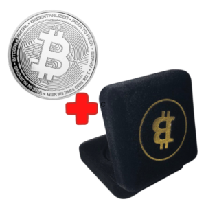 Bitcoin Sammel-Etui inkl. BTC Münze Silber – Edle Münzbox mit BTC-Logo | Krypto Geschenk-Set für Sammler & Fans