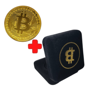 Bitcoin Sammel-Etui inkl. BTC Münze Gold – Edle Münzbox mit BTC-Logo | Krypto Geschenk-Set für Sammler & Fans