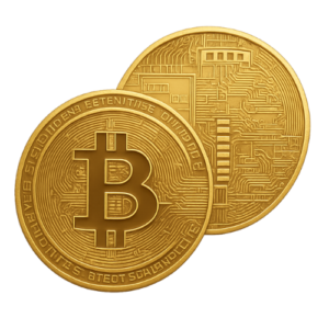 Bitcoin Sammelmünze Gold – Hochwertige BTC Gedenkmünze mit Prägung | Crypto Coin für Sammler & Hodler
