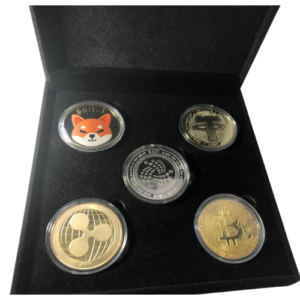 CRYPTO COIN ETUI „CRYPTO MIX“ | 5x Krypto-Münze im edlen Etui | Münz-Sammelbox | Collectables